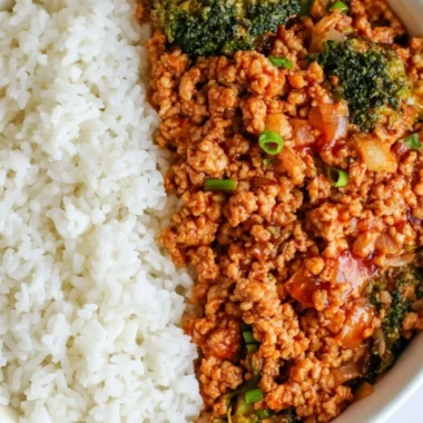 Delicious Firecracker Ground Chicken dish served with veggies