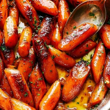 Oven roasted honey garlic butter carrots served as a delicious side dish