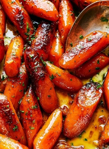 Oven roasted honey garlic butter carrots served as a delicious side dish