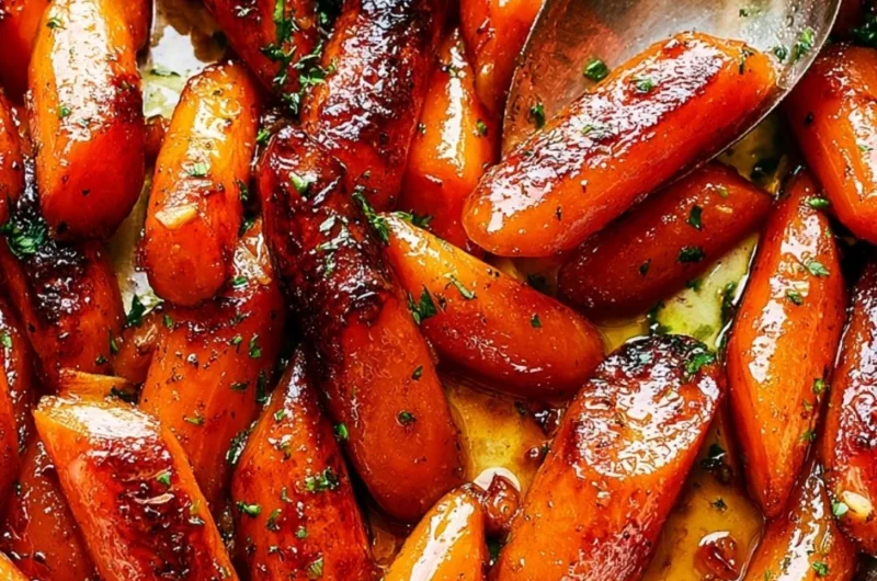 Oven roasted honey garlic butter carrots served as a delicious side dish
