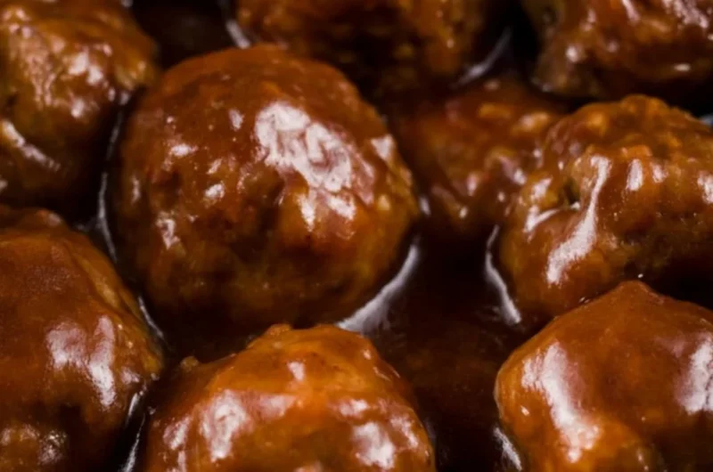 Delicious Slow Cooker Salisbury Steak Meatballs served with creamy mashed potatoes