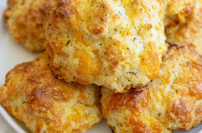 Delicious sourdough cheddar biscuits fresh out of the oven