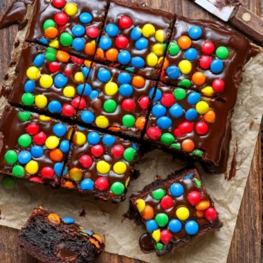 Delicious Sourdough Cosmic Brownies topped with colorful sprinkles.