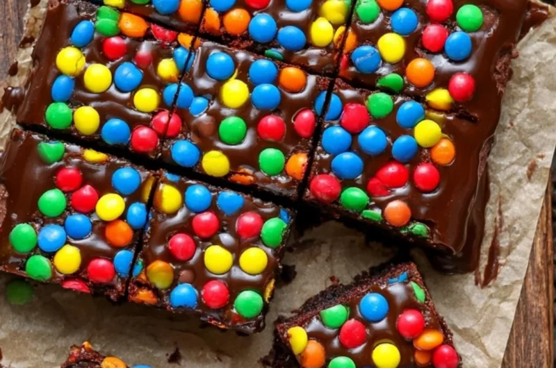 Delicious Sourdough Cosmic Brownies topped with colorful sprinkles.