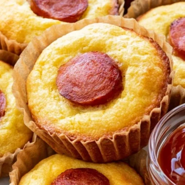 Keto corn dog muffins fresh out of the oven.