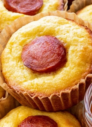 Keto corn dog muffins fresh out of the oven.