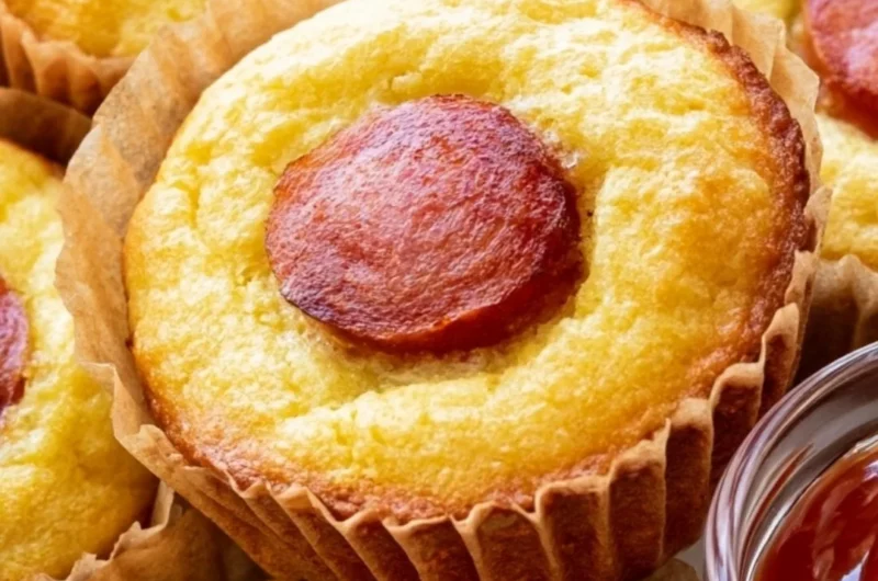 Keto corn dog muffins fresh out of the oven.