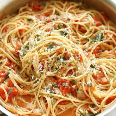 Delicious one pot pasta served in a cozy kitchen setting.