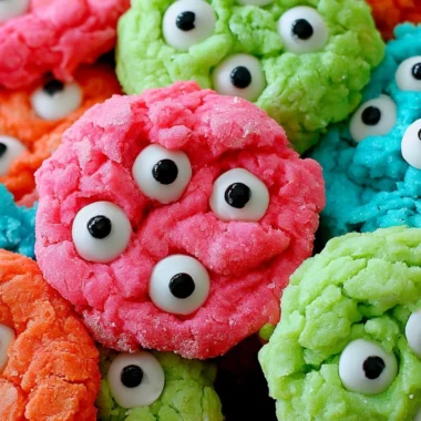 Delicious gooey monster cookies fresh out of the oven