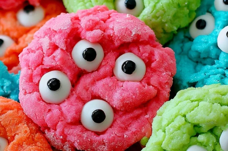Delicious gooey monster cookies fresh out of the oven