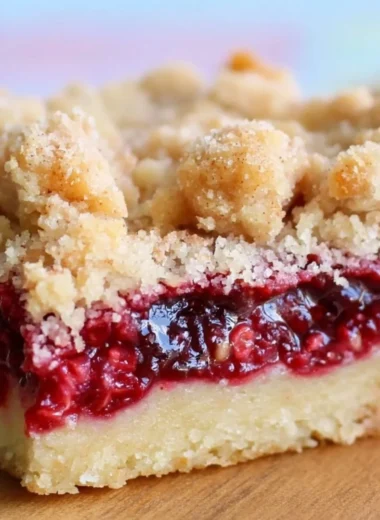 Delicious homemade Raspberry Crumb Bars with a golden crumb topping.