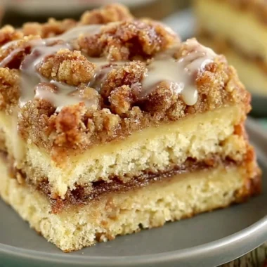 Delicious slice of the best ever coffee cake on a plate