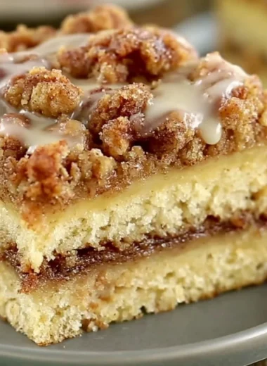 Delicious slice of the best ever coffee cake on a plate