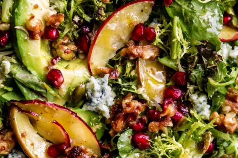Christmas Salad with Honey Mustard Dressing in a festive bowl