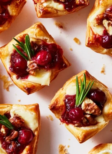 Delicious cranberry-filled pastry appetizers served on a platter