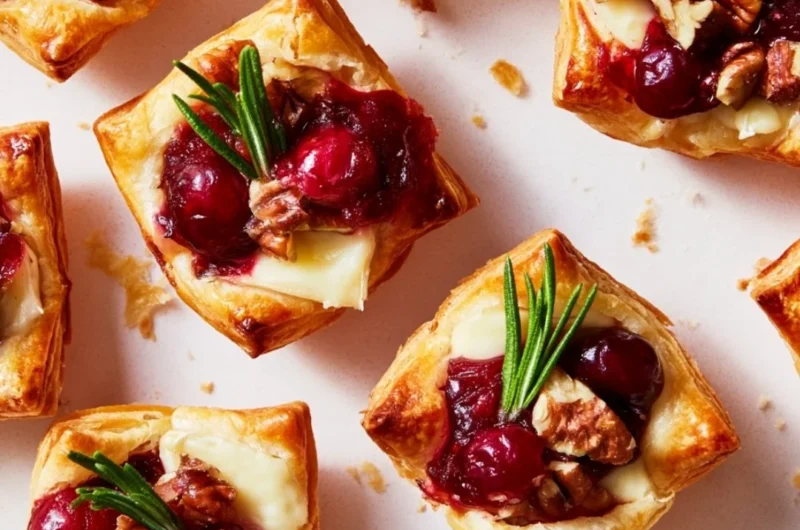 Delicious cranberry-filled pastry appetizers served on a platter