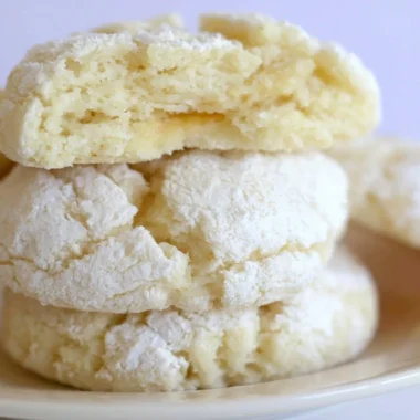 Delicious cream cheese cookies made with cake mix on a baking tray