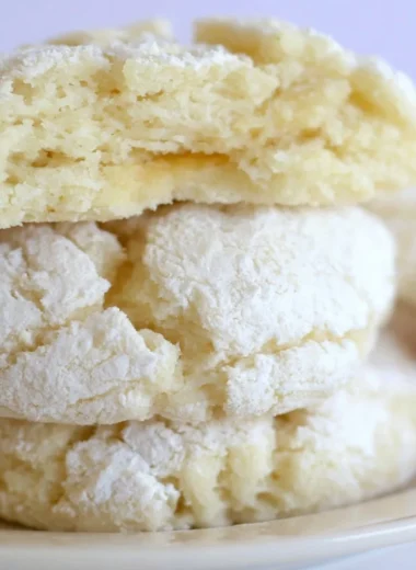 Delicious cream cheese cookies made with cake mix on a baking tray