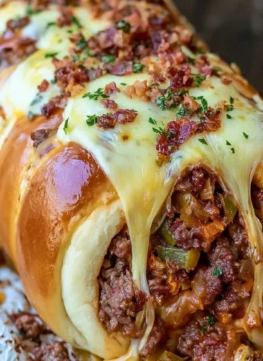 Delicious homemade garbage bread loaded with toppings and baked to perfection.